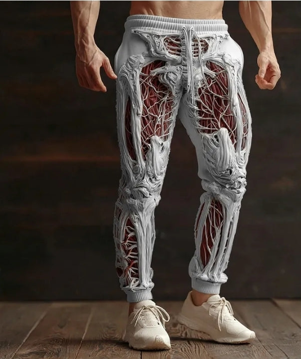 Men's Vintage Halloween Skeleton Art Sweatpants