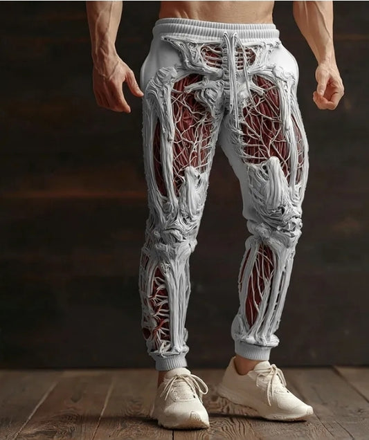 Men's Vintage Halloween Skeleton Art Sweatpants