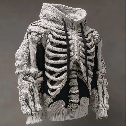 Vintage Halloween Anatomy Art Knit Hooded Sweater