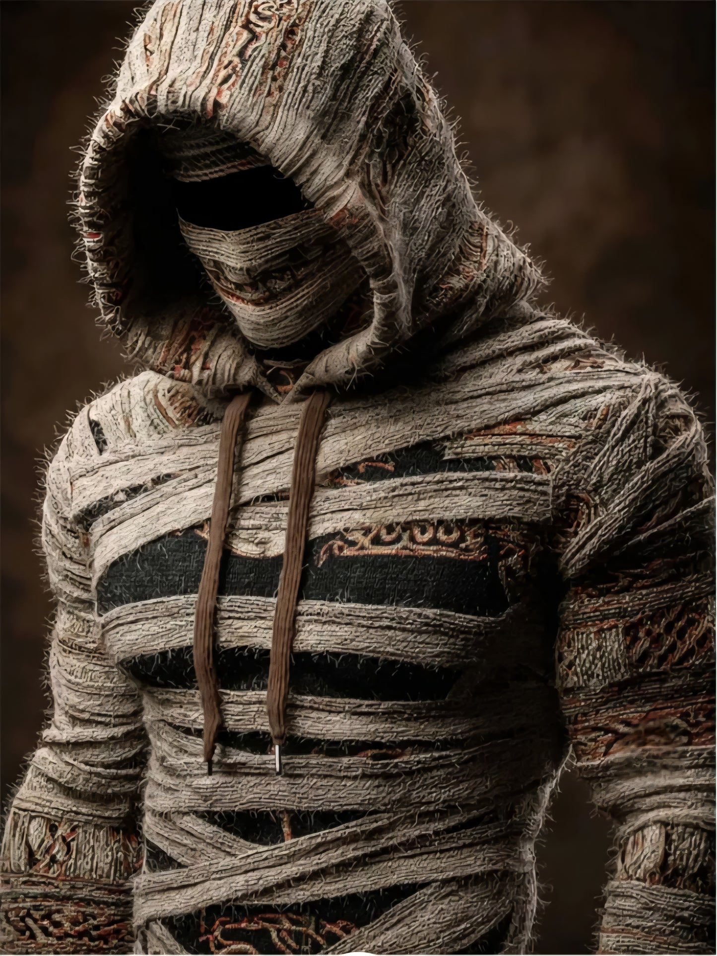 Men's Halloween Ancient Egyptian Mummy Bandages Cozy Hooded Sweater
